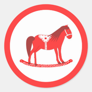 Scandinavisch schommelpaard ronde sticker