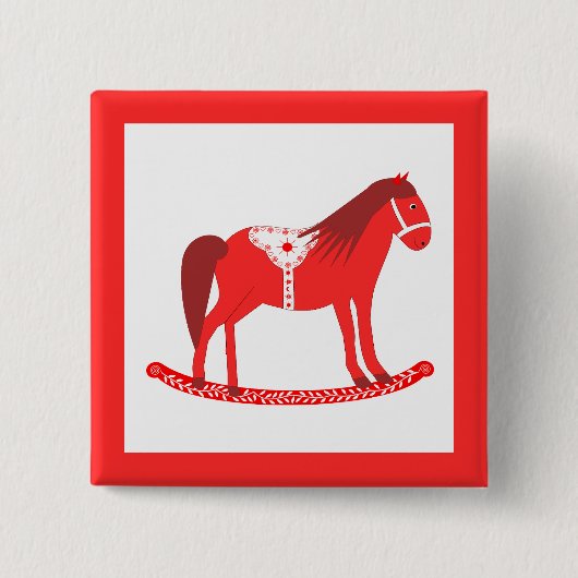Scandinavisch schommelpaard vierkante button 5,1 cm (Voorkant)