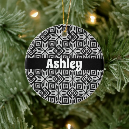 Scandinavisch Selburose-kerstpatroon Keramisch Ornament (Boom)