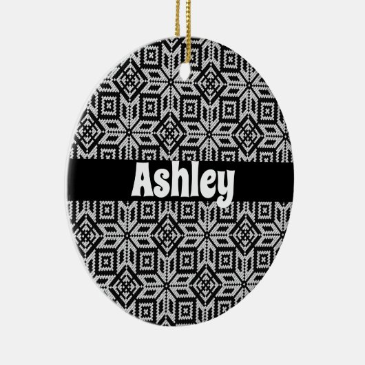 Scandinavisch Selburose-kerstpatroon Keramisch Ornament (Rechts)