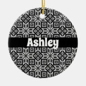 Scandinavisch Selburose-kerstpatroon Keramisch Ornament (Voorkant)