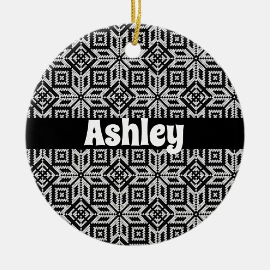 Scandinavisch Selburose-kerstpatroon Keramisch Ornament (Voorkant)