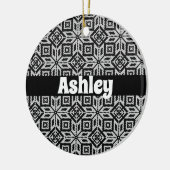 Scandinavisch Selburose-kerstpatroon Keramisch Ornament (Links)