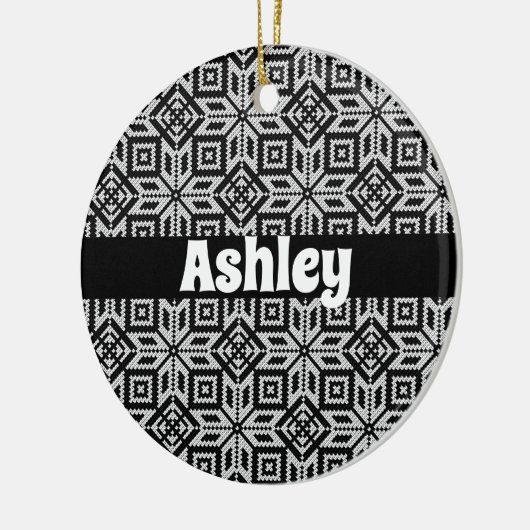 Scandinavisch Selburose-kerstpatroon Keramisch Ornament (Links)