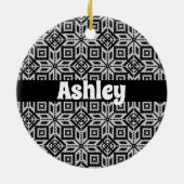 Scandinavisch Selburose-kerstpatroon Keramisch Ornament (Achterkant)