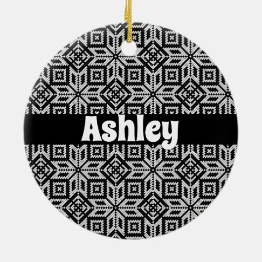 Scandinavisch Selburose-kerstpatroon Keramisch Ornament (Achterkant)