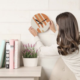 Scandinavisch Sinaasappel & Crème Geometrisch Ronde Klok