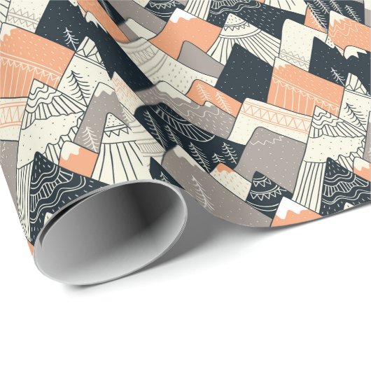 Scandinavisch stijlbergpatroon cadeaupapier (Rol Hoek)