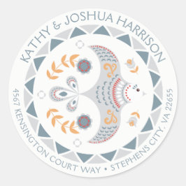 Scandinavisch Stijlduif en Verkeersadres Ronde Sticker