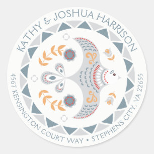Scandinavisch Stijlduif en Verkeersadres Ronde Sticker
