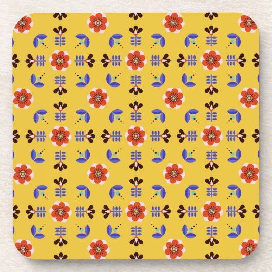 Scandinavisch stijlgeometric Floral Pattern Bier Onderzetter (Voorkant)