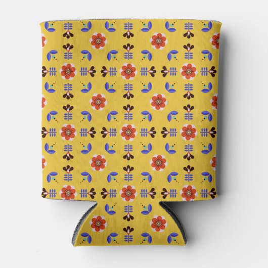 Scandinavisch stijlgeometric Floral Pattern Blikjeskoeler (Voorkant)
