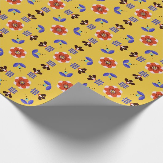 Scandinavisch stijlgeometric Floral Pattern Cadeaupapier (Hoek)