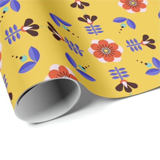 Scandinavisch stijlgeometric Floral Pattern Cadeaupapier (Rol Hoek)