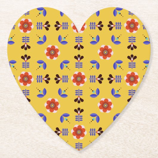 Scandinavisch stijlgeometric Floral Pattern Kartonnen Onderzetters (Voorkant)