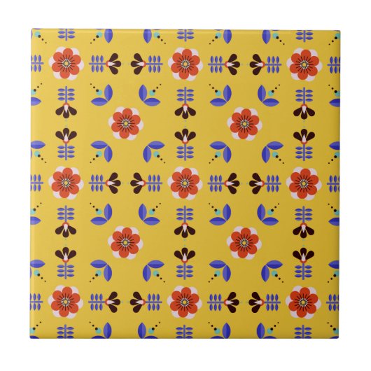 Scandinavisch stijlgeometric Floral Pattern Tegeltje (Voorkant)