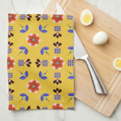 Scandinavisch stijlgeometric Floral Pattern Theedoek (Quarter Fold)