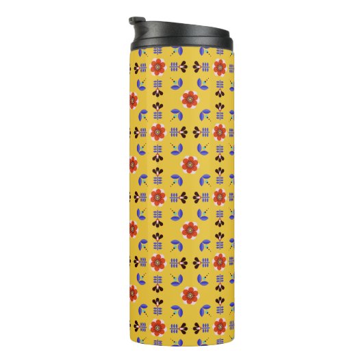 Scandinavisch stijlgeometric Floral Pattern Thermosbeker (Geroteerd rechts)