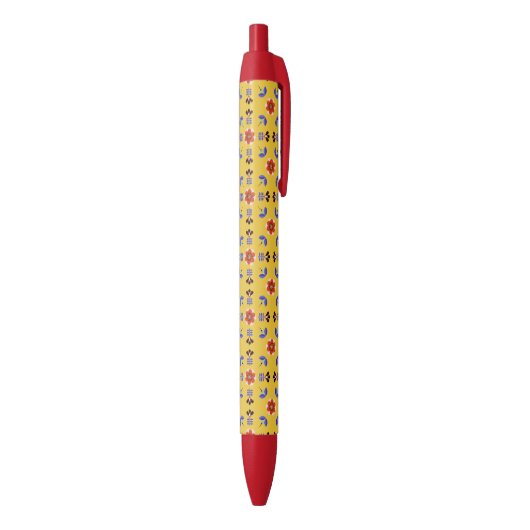 Scandinavisch stijlgeometric Floral Pattern Zwarte Inkt Pen (Achterkant (Verticaal))