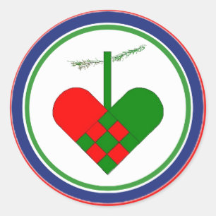 Scandinavisch stro kerstmand ronde sticker