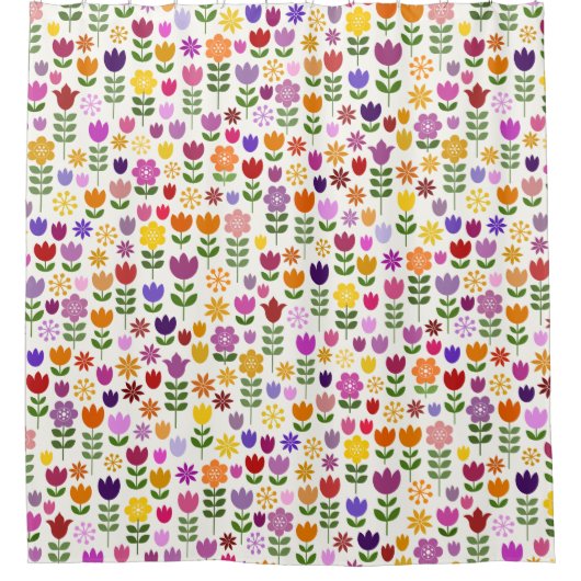 Scandinavisch Style Flowers Pattern Douchegordijn (Voorkant)