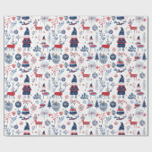 Scandinavisch thema kerstsymbolen patroon cadeaupapier (Vlak)