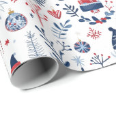 Scandinavisch thema kerstsymbolen patroon cadeaupapier (Rol Hoek)