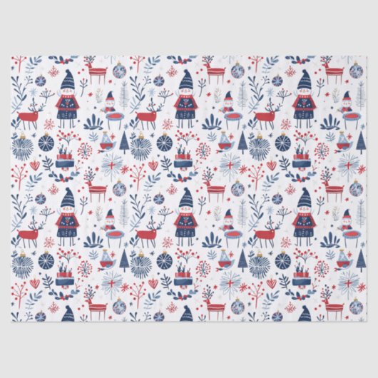 Scandinavisch thema kerstsymbolen patroon tissuepapier (Voorkant)