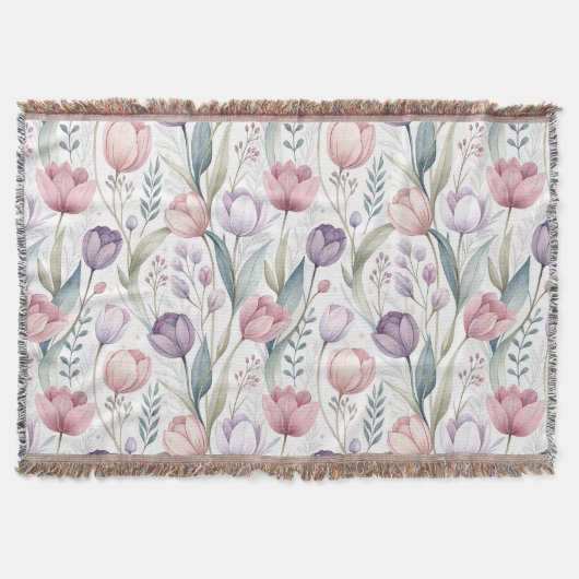 Scandinavisch tulp bloemmotief deken (Voorkant)