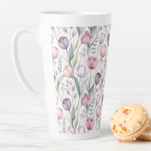 Scandinavisch tulp bloemmotief latte mok