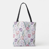 Scandinavisch tulp bloemmotief tote bag (Achterkant)