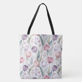 Scandinavisch tulp bloemmotief tote bag (Voorkant)