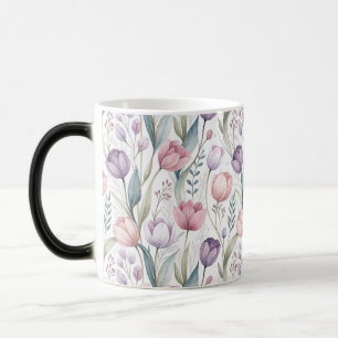 Scandinavisch tulpenbloempatroon magische mok