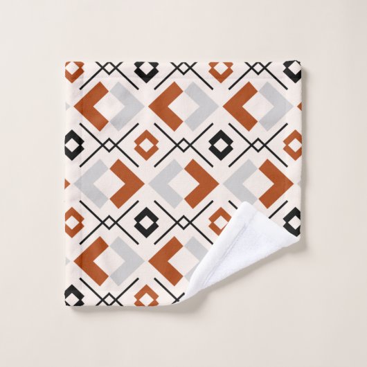 Scandinavisch verbrand oranje grijs en beige geome bad handdoek (Wasdoekje)