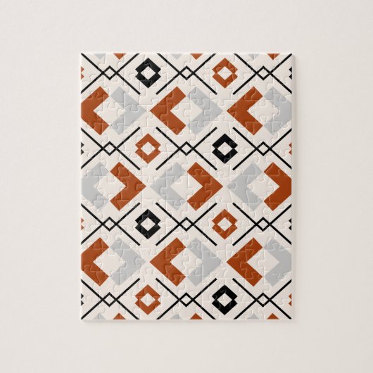 Scandinavisch verbrand oranje grijs en beige geome legpuzzel (Verticaal)