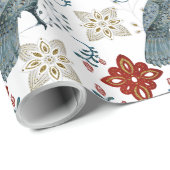 Scandinavisch vogel- en kaleidoscooppatroon cadeaupapier (Rol Hoek)