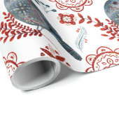 Scandinavisch vogel- en kaleidoscooppatroon cadeaupapier (Rol Hoek)