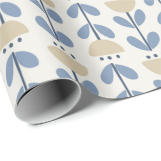 Scandinavisch Volkse Bloem Streep Patroon Cadeaupapier
