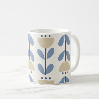 Scandinavisch Volkse Bloem Streep Patroon Koffiemok