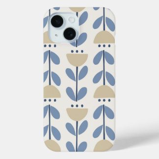 Scandinavisch Volkse Bloem Streeppatroon iPhone 15 Case