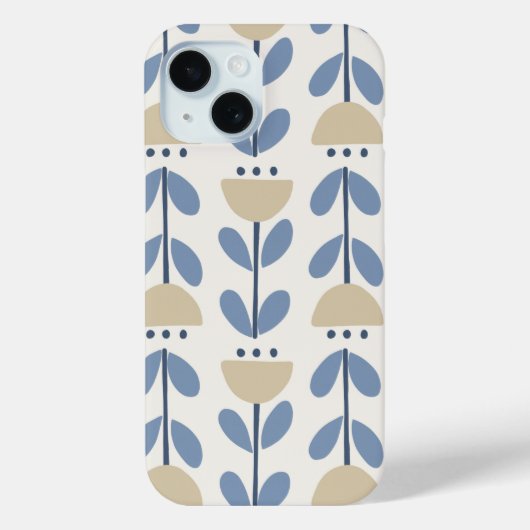 Scandinavisch Volkse Bloem Streeppatroon Case-Mate iPhone Case (Achterkant)