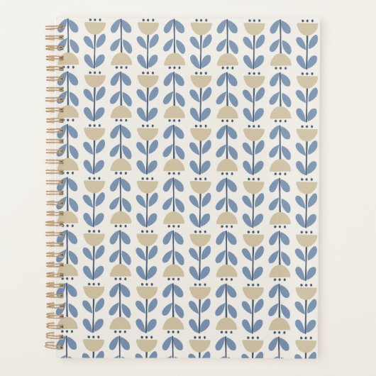 Scandinavisch Volkse Bloem Streeppatroon Planner (Voorkant)