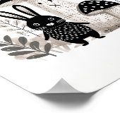 Scandinavisch Volkskonijn & Mushroom Art Poster (Hoek)