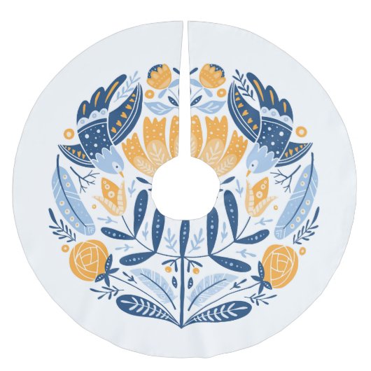 Scandinavisch Volkskunst Bloemen Ornament Kerstboom Rok (Voorkant)