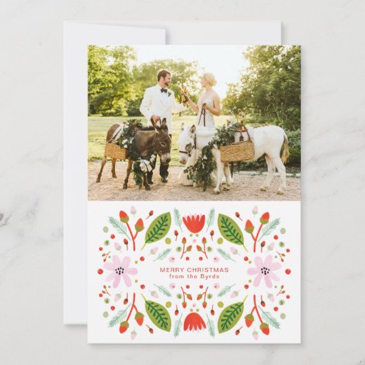 Scandinavisch Volkskunst Kerst Lijst Feestdagenkaart (Voorkant)