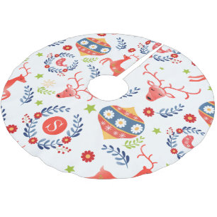 Scandinavisch volkskunst monogram kerst kerstboom rok