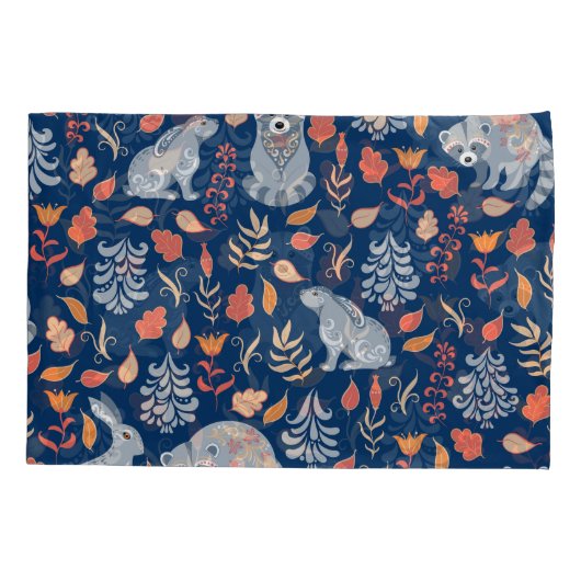 Scandinavisch volkskunst sprookjesbos. kussensloop (Achterkant)