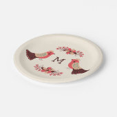Scandinavisch volksmotief met vogels en bloemen papieren bordje (Gekanteld)