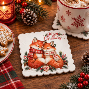 Scandinavisch Vossen Koppel Kerstfeest Nordic Kartonnen Onderzetters