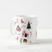 Scandinavisch winterlandschap Kerstvakantie Koffiemok (Voorkant links)